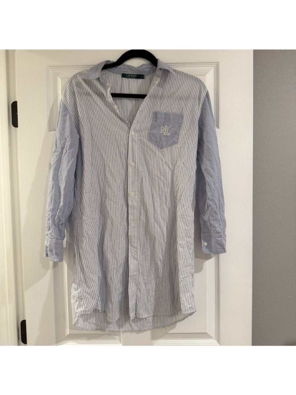 Lauren Ralph Lauren Monogram Embroidered Cotton Blend Shirt Size XS